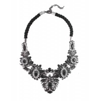 Apolonia Smokey Grey Marquise Burst Statement Necklace